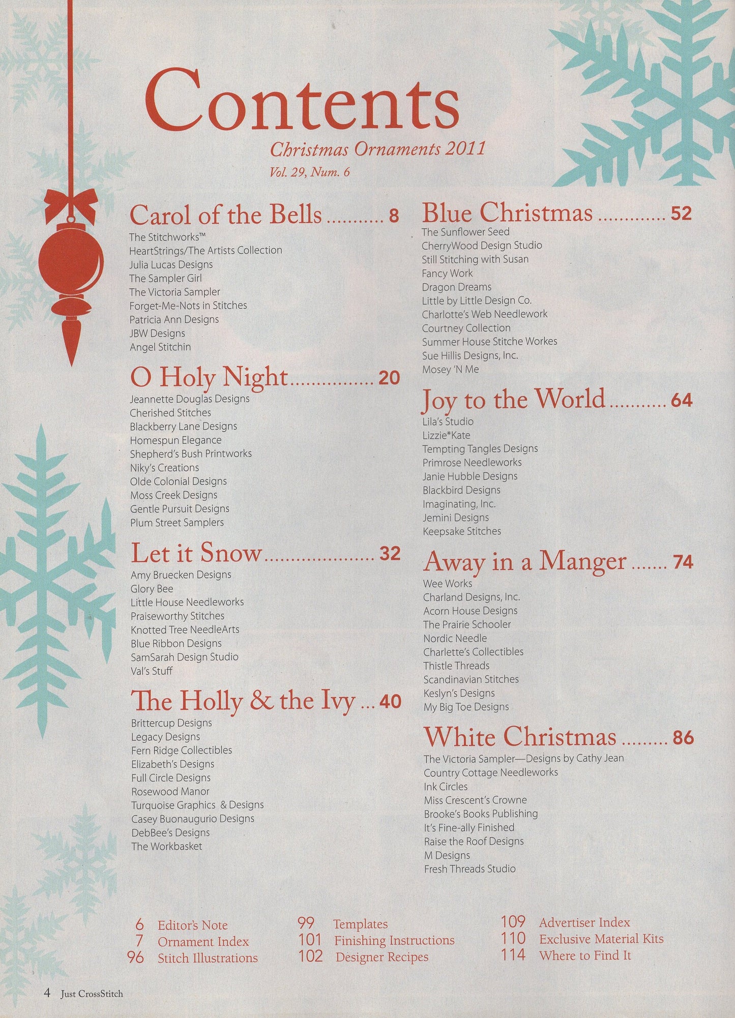 Just Cross Stitch, Volume 29, Number 6, Christmas 2011