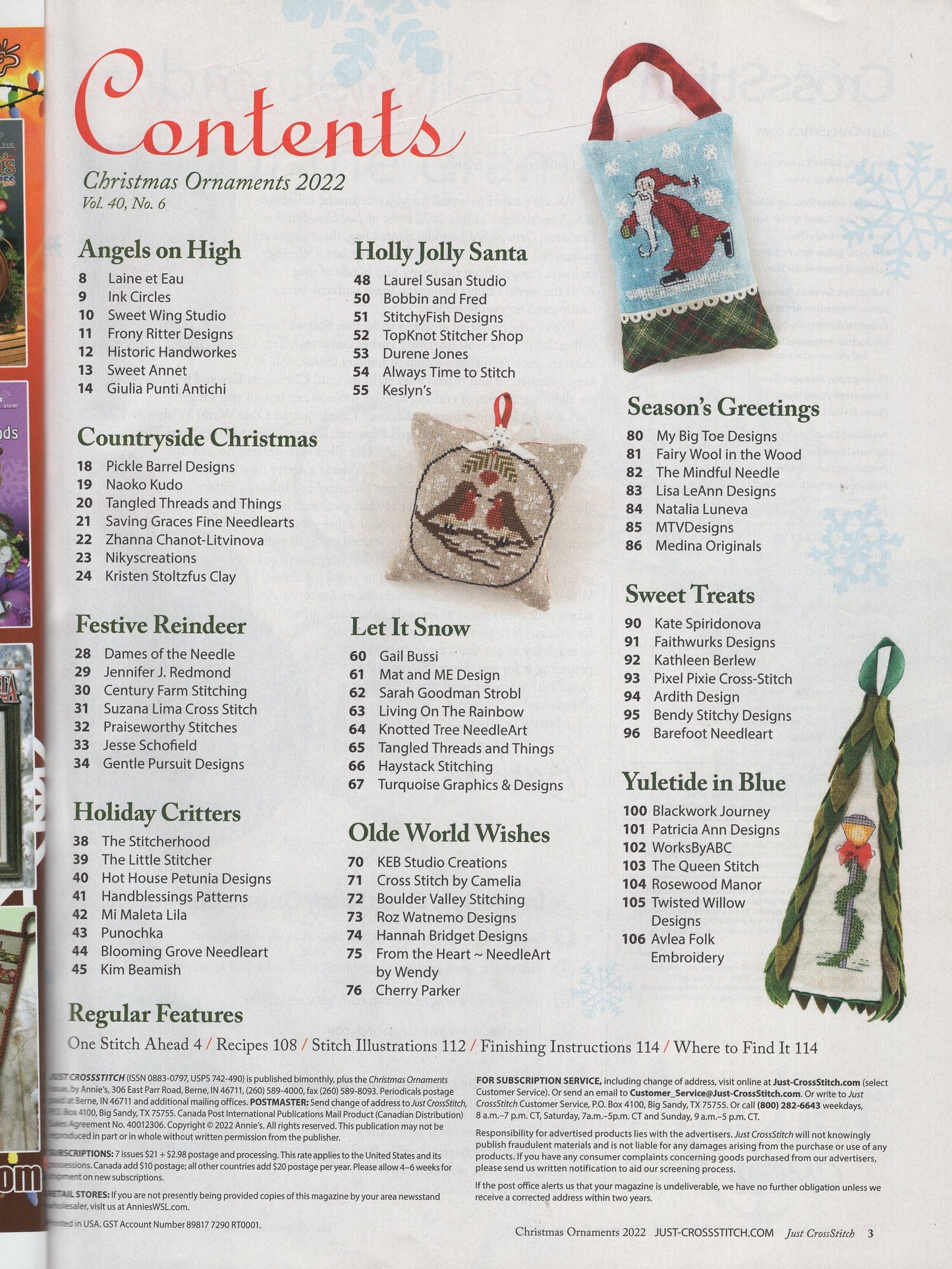 Just Cross Stitch, Volume 40, Number 6, Christmas 2022