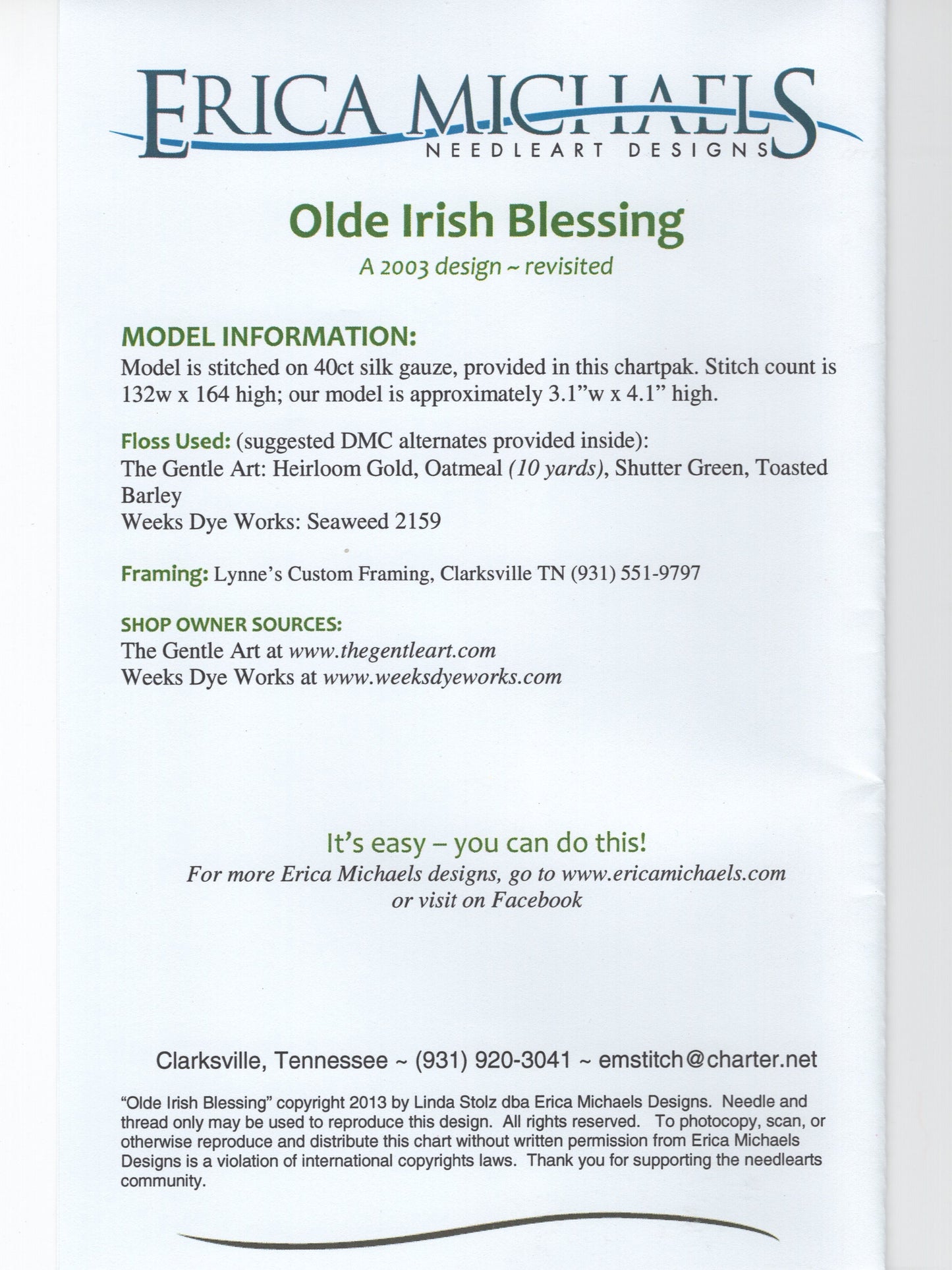 Olde Irish Blessing (2003 design - revisited)