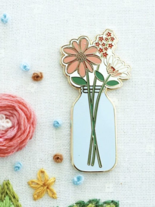 Mason Jar Vase needle minder