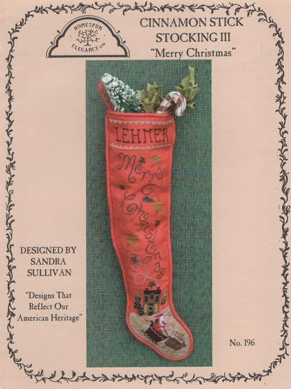Cinnamon Stick Stocking III, Merry Christmas