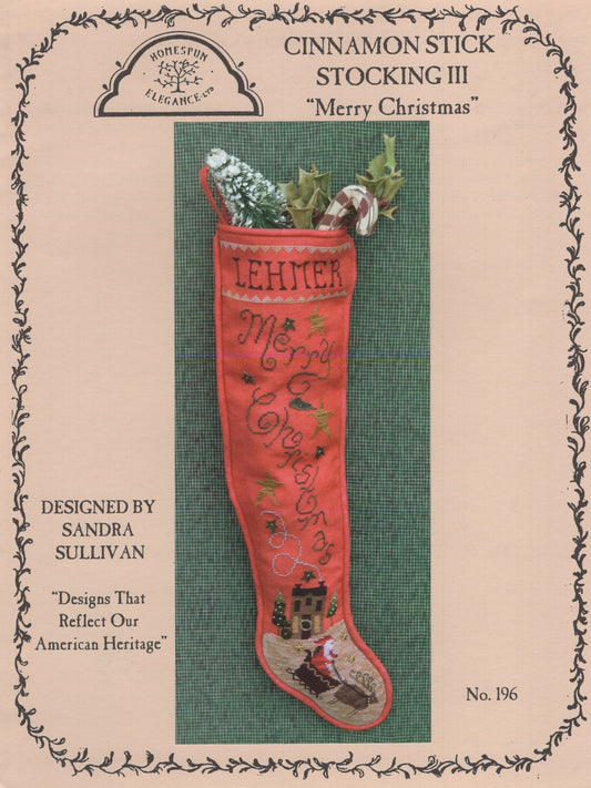 Cinnamon Stick Stocking III, Merry Christmas