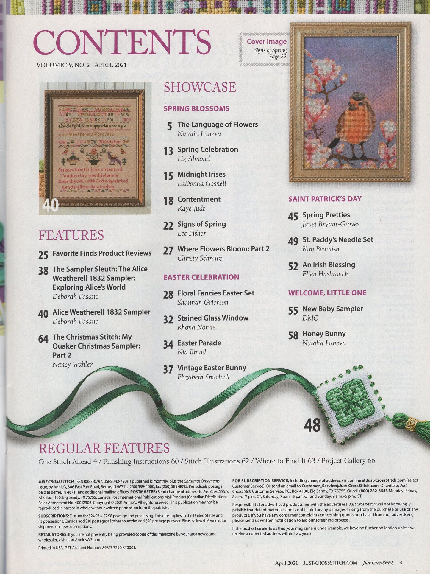 Just Cross Stitch, Volume 39, Number 2, April 2021