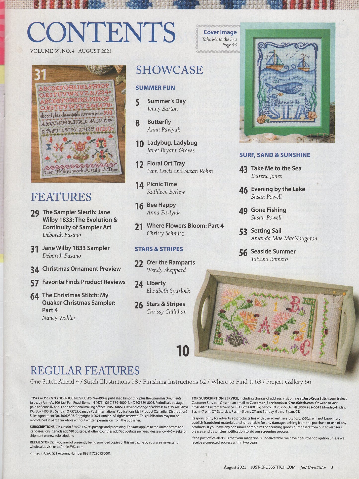 Just Cross Stitch, Volume 39, Number 4, August 2021