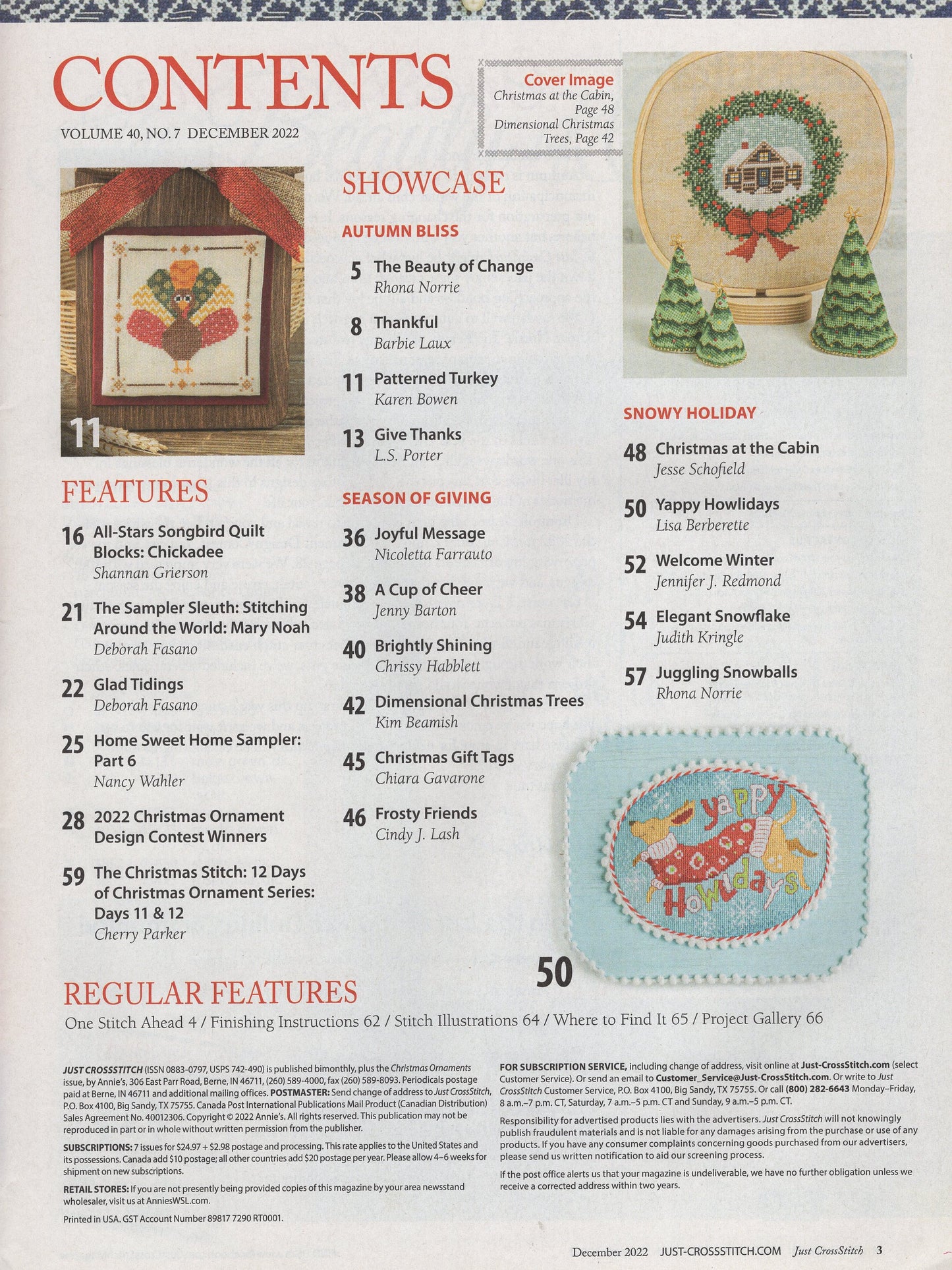 Just Cross Stitch, Volume 40, Number 7, December 2022