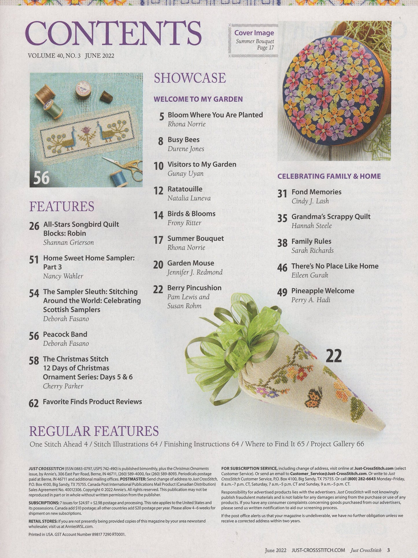 Just Cross Stitch, Volume 40, Number 3, June 2022