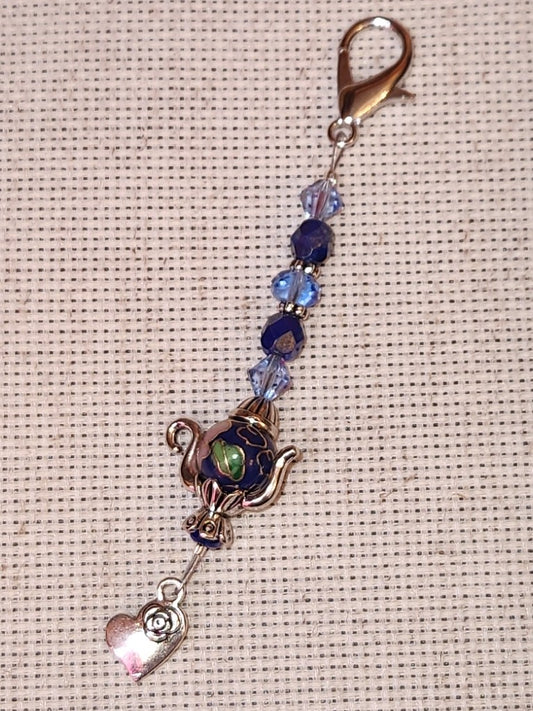 Teapot Blue scissor fob