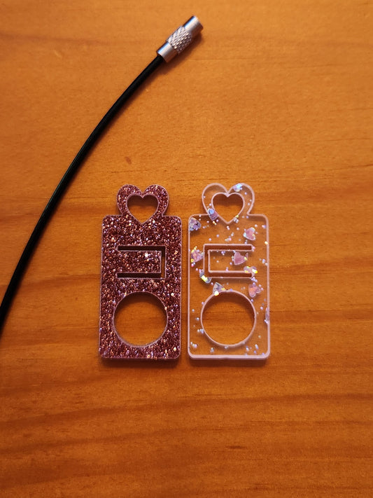 pink heart and glitter floss drops