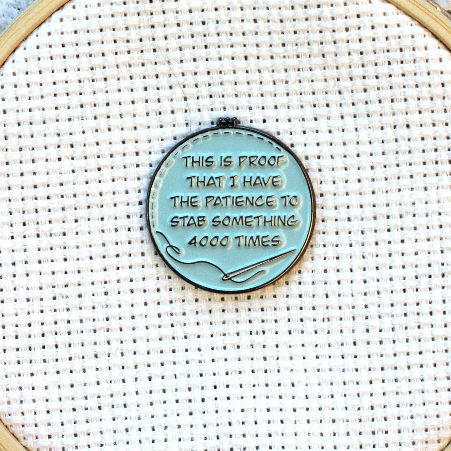 Stab Something 4000 Times needle minder, blue