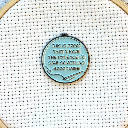 Stab Something 4000 Times needle minder, blue