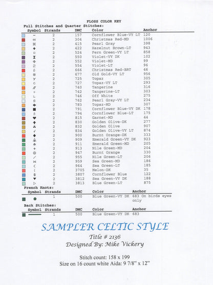 Sampler Celtic Style - #2136