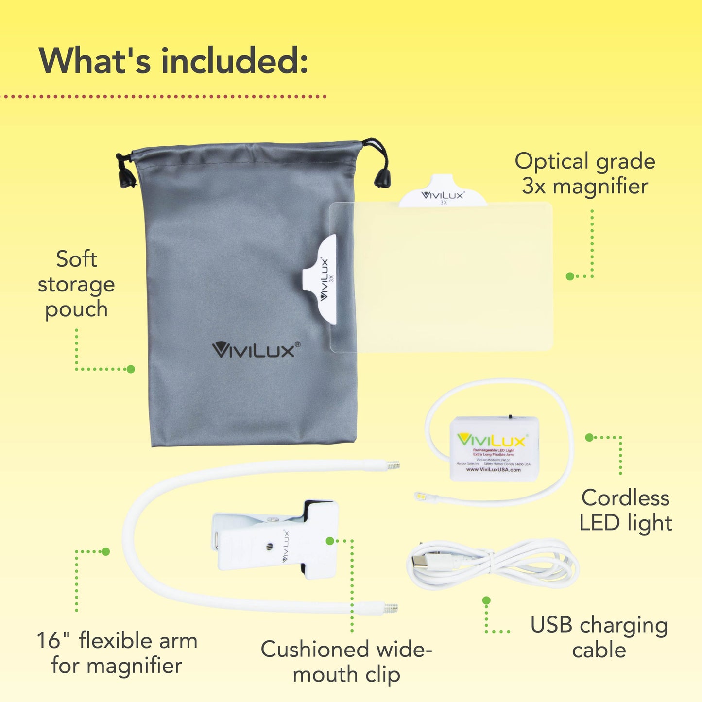 ViviLux magnifier with craft light and clip