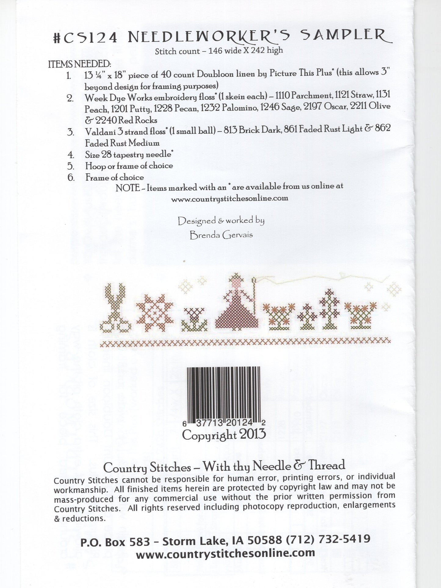 Needleworker's Sampler - #CS124